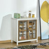 HOMCOM Kitchen Sideboard with Glass Doors Buffet Cabinet Accent Cabinet