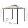 Outsunny 10' X 10' Patio Gazebo Outdoor Pavilion 2 Tire Roof Canopy Shelter Garden Event Party Tent |Outsunny 10x10pi Pavillon De Jardin A Double Toit Avec Fonction De Ventilation Auvent Abri Jardin Ev