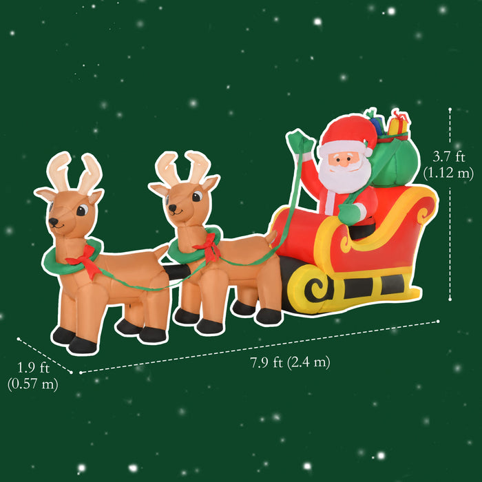 HOMCOM 8ft Outside Christmas Decorations with LED Lights Display