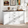 HOMCOM 58" Sideboard Buffet Cabinet with Charging Station White Wood Grain