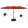 Costway 15FT Double-Sided Twin Patio Umbrella Outdoor Market W/ Crank & Base Wine