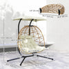 Outsunny Double Hanging Egg Chair w/ Canopy, Foldable Hammock Chair, Beige