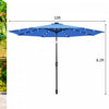 Costway 10FT Patio Solar Umbrella LED Patio Market Steel Tilt W/ Crank Outdoor Blue New