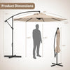 Costway 10' Hanging Umbrella Patio Sun Shade Offset Outdoor Market W/ T Cross Base Beige
