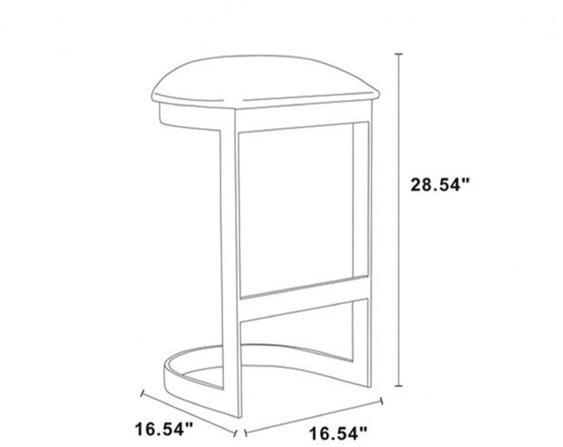Aura Modern Metal Upholstered Barstool in White - Set of 2 Bar Stool