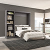 Bestar Pur Full Murphy Bed with Shelving Unit 84-Inch Wall Bed - Bark Grey|Lit double escamotable mural Pur de Bestar de 84 po avec tablettes - gris écorce