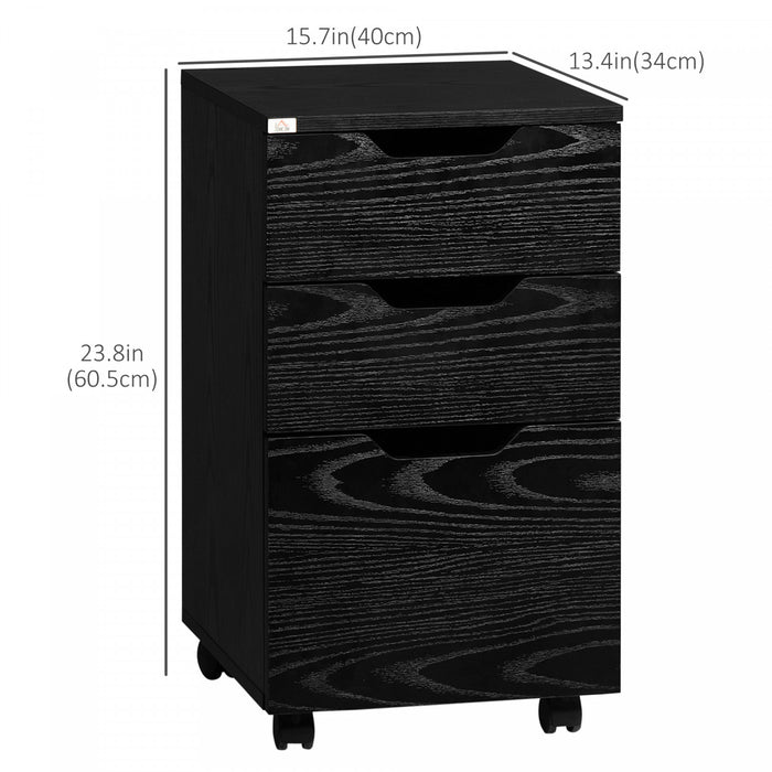 Homcom Mobile Filing Cabinet, 3 Drawer File Cabinet On Wheels