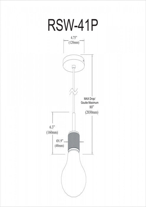 Dainolite Roswell 1 Light Pendant Small Aged Brass Lamp