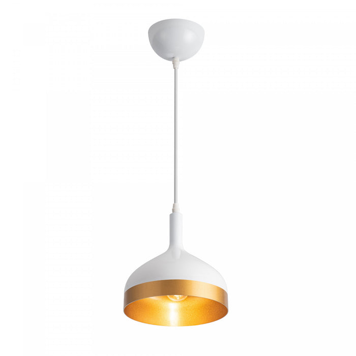 Dash Collection 8\" Pendant Ceiling Light - White & Gold