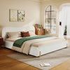 Luna Upholstered Bed with Plush Headboard,King Size - White | Lit Luna Rembourre avec Tete de Lit Moelleuse, Taille King - Blanc