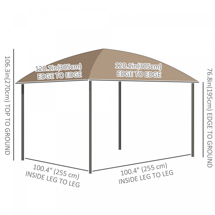 Outsunny 10 X 10ft Hardtop Gazebo With uv60+ Polycarbonate Roof & Curtains