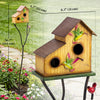Outsunny Outdoor Bird House with Pole, 57" Metal Birdhouse Decor, Yellow
