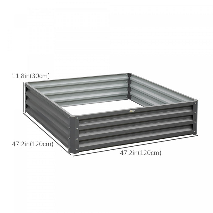 Outsunny 4' X 4' X 1' Raised Garden Bed Galvanized Steel Planter Box For Vegetables, Flowers, Herbs, Light Gray