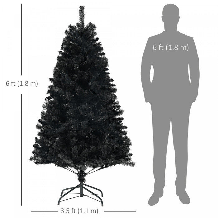 Homcom 6ft Artificial Christmas Tree With Auto Open, Steel Base, Black