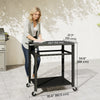 Outsunny Outdoor Grill Cart, Pizza Oven Stand with Steel Top, 2-Tier Rolling Kitchen Prep Station with Hooks, Handle, Lockable Wheels for Patio Garden, Black