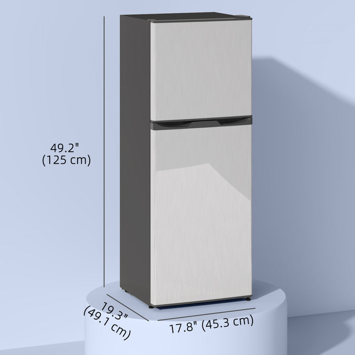 HOMCOM Mini Fridge with Freezer 4.6 Cu.Ft 2 Door Small Refrigerator Silver