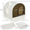 Pawhut Large Cat Litter Box With Lid, Enclosed Kitty Litter Box With Slide-out Tray, Scoop, Filter, White