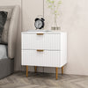 HOMCOM Nightstand, Bedside Table, Side End Table with 2 Drawers, White
