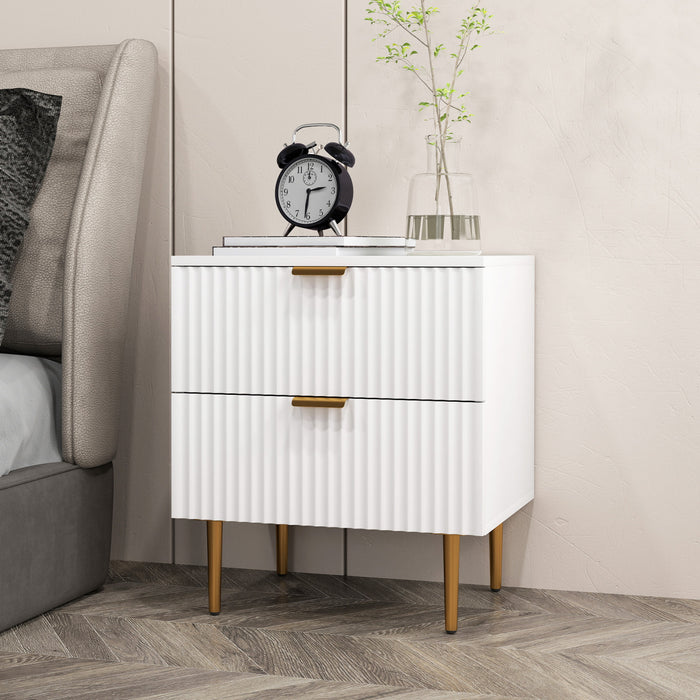 HOMCOM Nightstand, Bedside Table, Side End Table with 2 Drawers, White