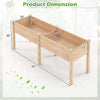 Costway Raised Garden Bed Elevated Fir Wood Planter Box With 2 Large Planting Areas Beige