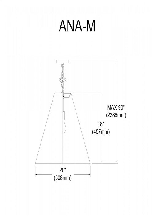 Dainolite Anaya 1 Light Pendant Medium Matte Black Black/White Shade Lamp