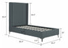 Promenade Mid-Century Modern Upholstered Velvet Twin Bed in Gray | Lit jumeau Promenade moderne du milieu du siecle en velours gris capitonne
