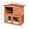 Pawhut 2 Tier Rabbit Hutch Guinea Pig Hutch Ferret Cage With Ramp Slide Out Tray For Indoor Outdoor |Pawhut 101,6 Cm Clapier En Bois Cage A Volaille Habitats Pour Petits Animaux Avec Enclos