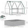 Outsunny Greenhouse With Raised Garden Bed, Steel Outdoor Planter Box, Roll Up Door, Dual Use For Fl|Outsunny Lit De Jardin Sureleve Galvanise De 4' X 3' Avec Mini Housse De Serre En Plastique, Jardini