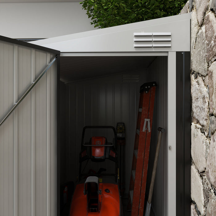 Outsunny 4' X 6' Steel Garden Storage Shed Lean To Shed Outdoor Metal Tool House With Lockable Door And 2 Air Vents For Backyard, Patio, Lawn