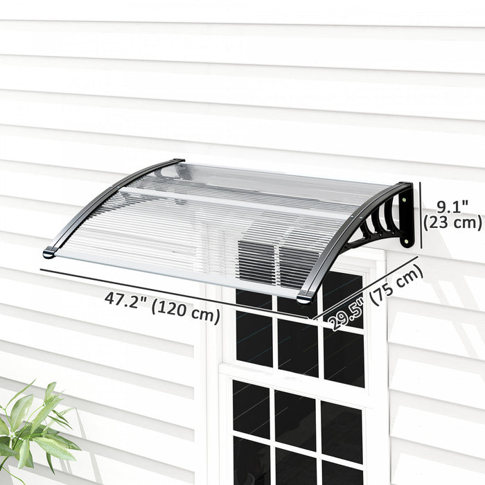 Outsunny Window Awning, Polycarbonate Cover Patio Awnings, White
