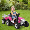 Costway 12v Kids Ride On Tractor With Trailer Ground Loader W/ Rc & Lights Pink