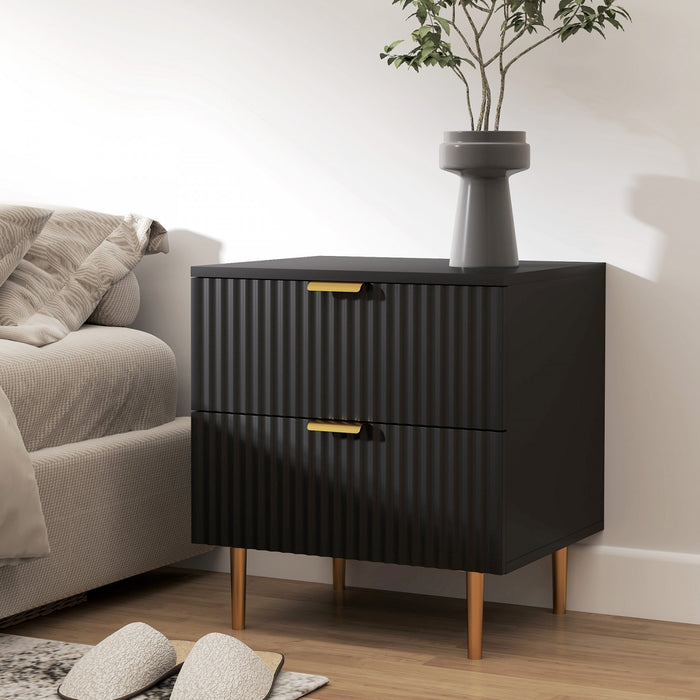HOMCOM Nightstand, Bedside Table, Side End Table with 2 Drawers, Black