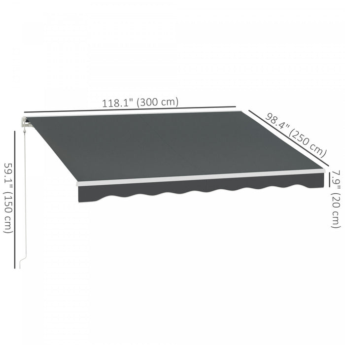 Outsunny 10' X 8' Electric Retractable Awning W/ Remote Controller, Grey