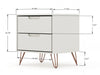 Rockefeller Mid-Century Modern 20" Nightstand in Off White (2-Drawer) - Set of 2 | Table de nuit Rockefeller Mid-Century Modern 20" en blanc casse (2 tiroirs) - Lot de 2