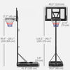 Soozier 7.5-10ft Portable Basketball Hoop With Wheels And 43" Backboard