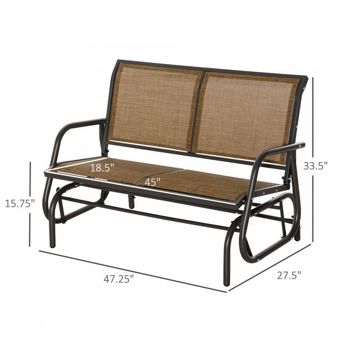 Outsunny Double Glider Outdoor Steel Sling Fabric Gliding Bench, Brown