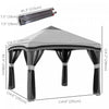 Outsunny 10' X 10' Pop Up Canopy Foldable Party Tent With Nettings, Grey|Outsunny 10' X 10' Tente De Fete Pliable Pop Up Canopy Avec Filets, Grise