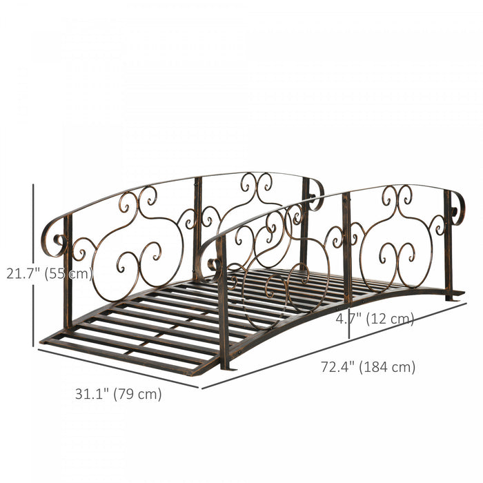Outsunny 6FT Garden Bridge with Safety Rails Decorative Pond Bridge, Brown