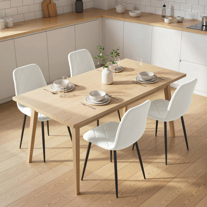 HOMCOM Dining Chairs Set of 4, Kitchen Chair with Metal Legs, Cream