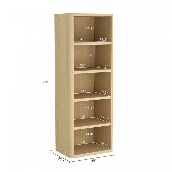 Rivington Modern 28\" Open Bookcase in Natural Oak - Set of 2