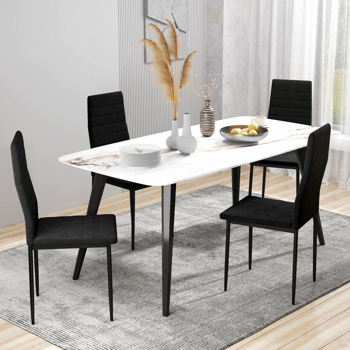 HOMCOM Dining Chairs, Set of 4, Upholstered Accent Chairs, Back, Black