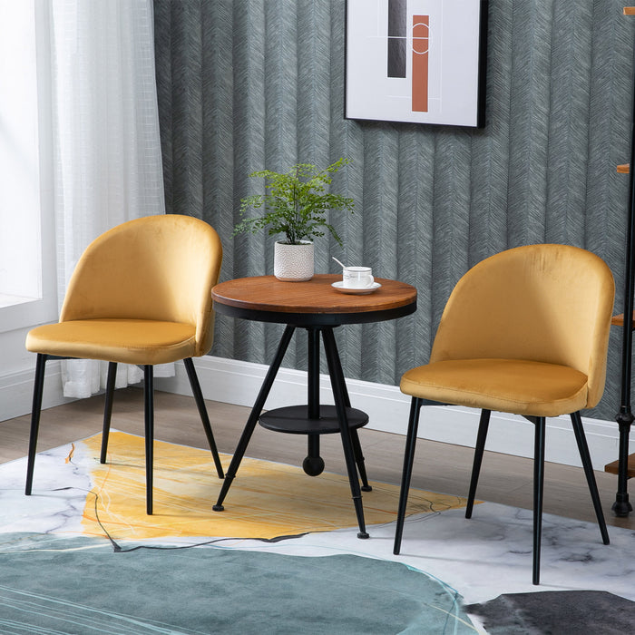 HOMCOM Dining Chairs Set of 2, Mid-Back Velvet-touch Upholstery Side Chair