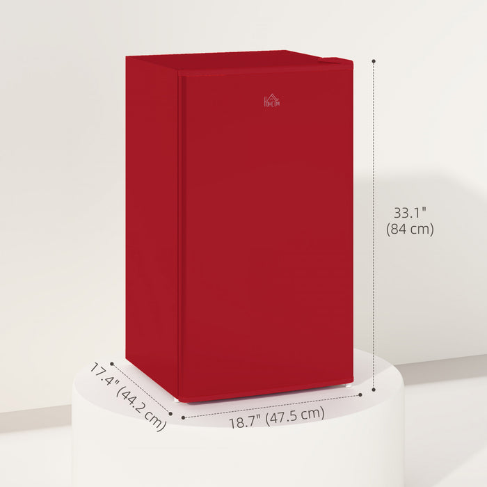 HOMCOM Mini Fridge with Freezer Thermostat Reversible Door, Red