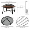 Outsunny 30" Outdoor Fire Pit, Potable Fire Pit W/ Lid, Bronze