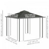 Outsunny 10'x10' Gazebo Canopy Outdoor Patio Sun Shelter Uv Protect W/ 2-tier Polyester Roof Curtain|Outsunny 10' X 10' Gazebo Canopy Patio Exterieur Protection Uv Avec Rideau De Toit En Polyester A 2