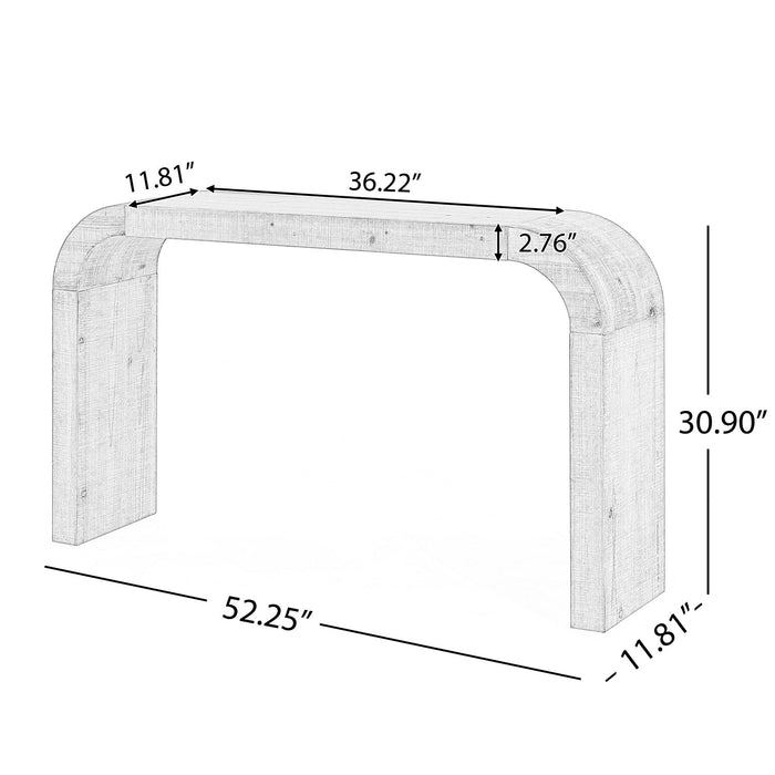Cedar 52 Inch Wood Console Table with Curved Edge and Distressed Finish, Black