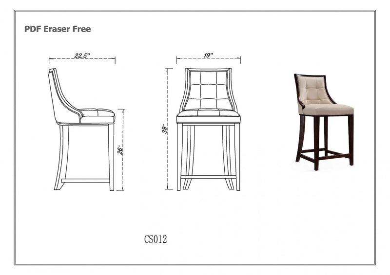 Fifth Avenue Traditional Wood Upholstered Counter Stool in Cream - Set of 3