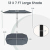 Costway 13 FT Large Patio Umbrella Outdoor Double-Sided Table Market Umbrella for Garden Gray