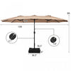 Costway 15FT Double-Sided Twin Patio Umbrella Outdoor Market with Crank & Base Brown