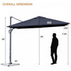 Costway 10x10 ft Patio Offset Cantilever Umbrella Aluminum 360° Rotation Tilt Navy